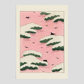Japansk Rosa Himmel poster  – Vintageposter av Watanabe Shōtei