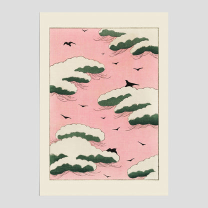 Japansk Rosa Himmel poster  – Vintageposter av Watanabe Shōtei
