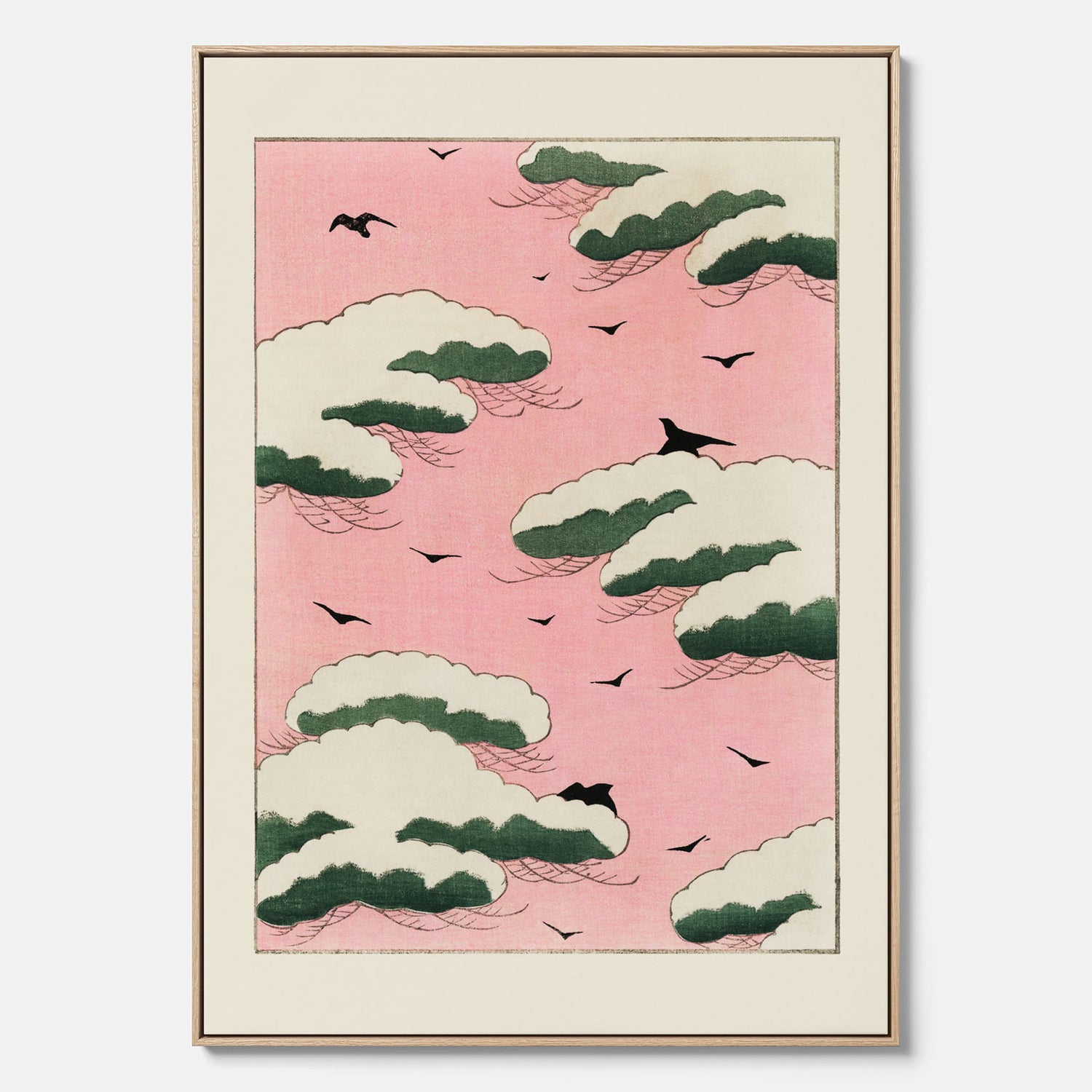 Tavla, Japansk Rosa Himmel canvas  – Vintageposter av Watanabe Shōtei
