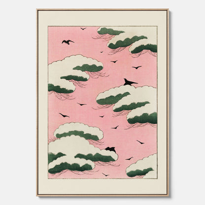 Tavla, Japansk Rosa Himmel canvas  – Vintageposter av Watanabe Shōtei