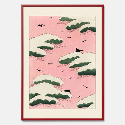 Tavla, Japansk Rosa Himmel poster  – Vintageposter av Watanabe Shōtei