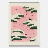 Tavla, Japansk Rosa Himmel canvas  – Vintageposter av Watanabe Shōtei