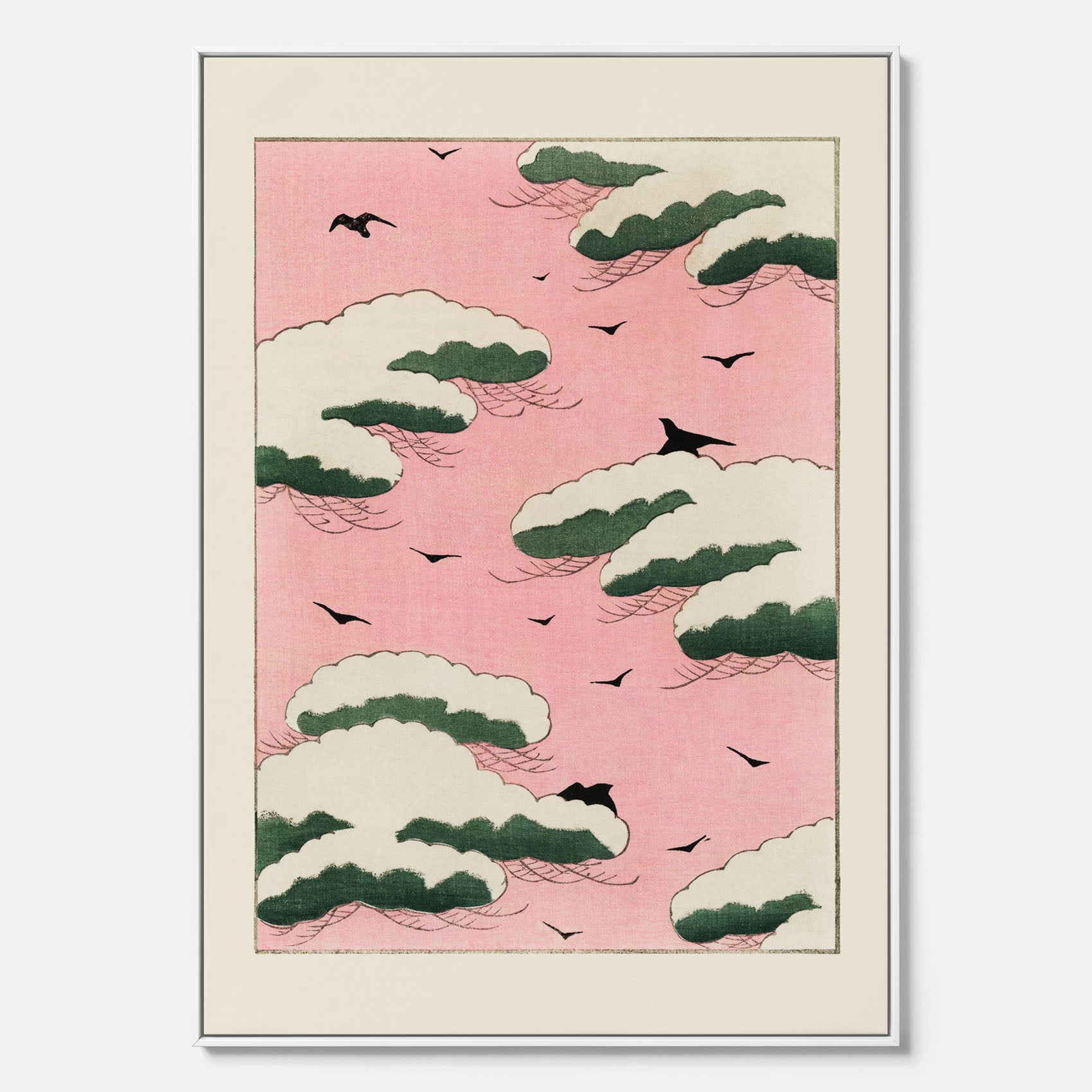 Tavla, Japansk Rosa Himmel canvas  – Vintageposter av Watanabe Shōtei