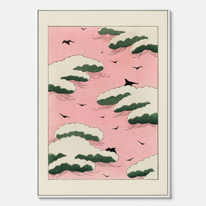 Tavla, Japansk Rosa Himmel canvas  – Vintageposter av Watanabe Shōtei