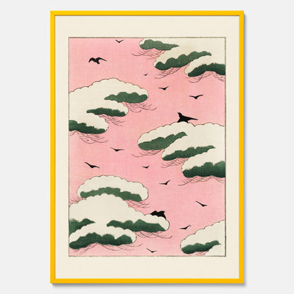 Tavla, Japansk Rosa Himmel poster  – Vintageposter av Watanabe Shōtei
