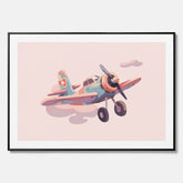 Barnposter med ett flygplan till ett barnrum - Canvas