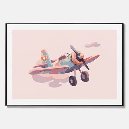 Barnposter med ett flygplan till ett barnrum - Canvas