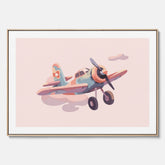 Barnposter med ett flygplan till ett barnrum - Canvas