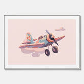 Barnposter med ett flygplan till ett barnrum - Canvas