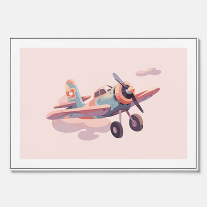Barnposter med ett flygplan till ett barnrum - Canvas