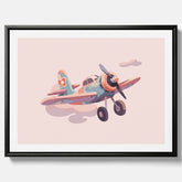 Barnposter med ett flygplan till ett barnrum - Canvas