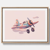 Barnposter med ett flygplan till ett barnrum - Canvas