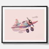 Barnposter med ett flygplan till ett barnrum - Canvas