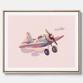 Barnposter med ett flygplan till ett barnrum - Canvas