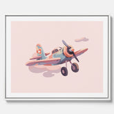 Barnposter med ett flygplan till ett barnrum - Canvas