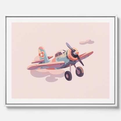 Barnposter med ett flygplan till ett barnrum - Canvas