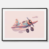 Barnposter med ett flygplan till ett barnrum - Canvas