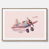 Barnposter med ett flygplan till ett barnrum - Canvas