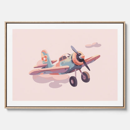 Barnposter med ett flygplan till ett barnrum - Canvas