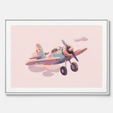 Barnposter med ett flygplan till ett barnrum - Canvas