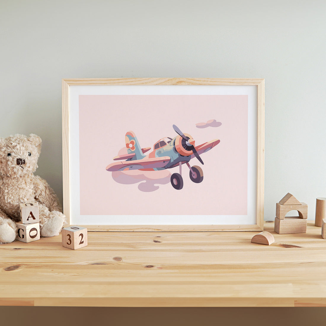 Barnposter med ett flygplan till ett barnrum