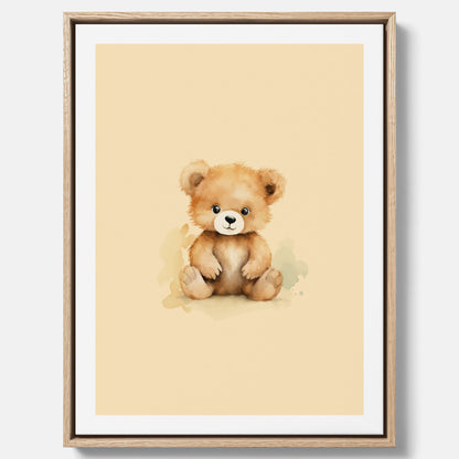 Barnposter med en björn, canvas till barnrum, barntavla