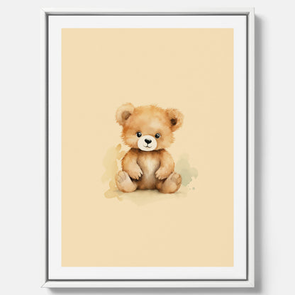 Barnposter med en björn, canvas till barnrum, barntavla