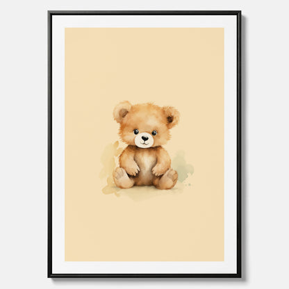 Barnposter med en björn, canvas till barnrum, barntavla