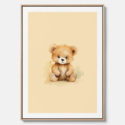 Barnposter med en björn, canvas till barnrum, barntavla