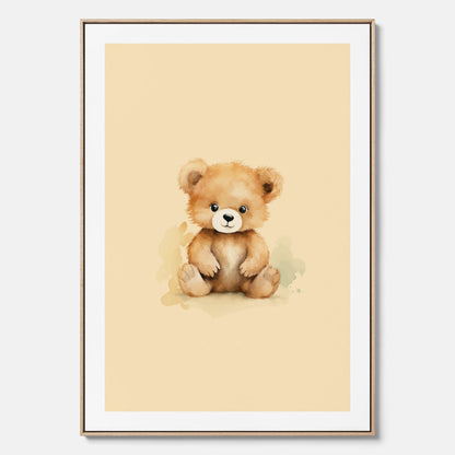 Barnposter med en björn, canvas till barnrum, barntavla