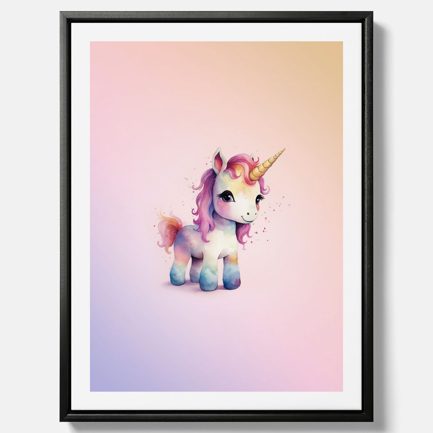 Enhörning Barnposter – Canvas till barnrummet, barn poster, lekfull poster