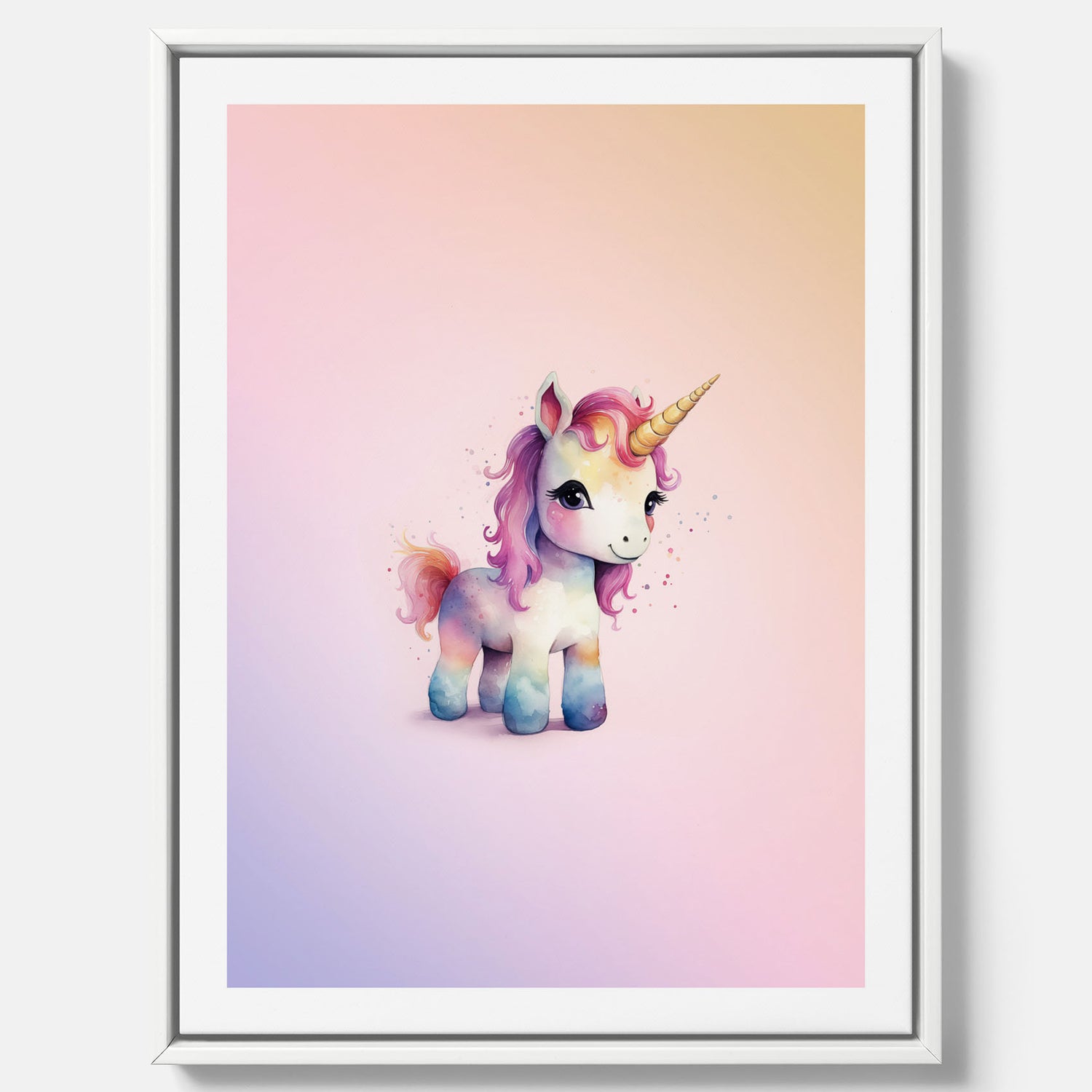 Enhörning Barnposter – Canvas till barnrummet, barn poster, lekfull poster