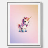 Enhörning Barnposter – Canvas till barnrummet, barn poster, lekfull poster
