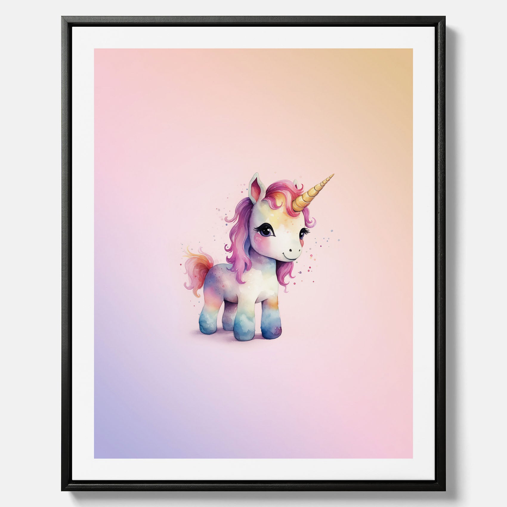 Enhörning Barnposter – Canvas till barnrummet, barn poster, lekfull poster