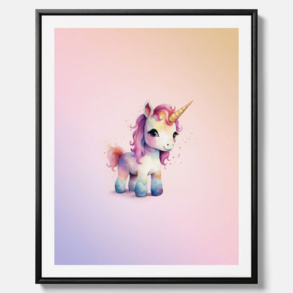 Enhörning Barnposter – Canvas till barnrummet, barn poster, lekfull poster