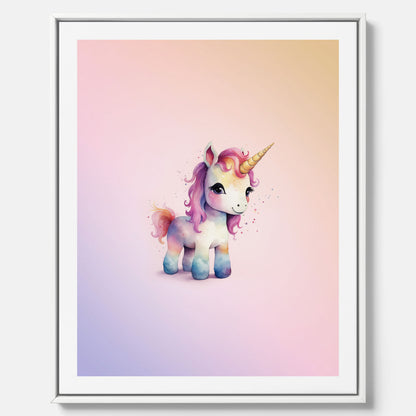 Enhörning Barnposter – Canvas till barnrummet, barn poster, lekfull poster