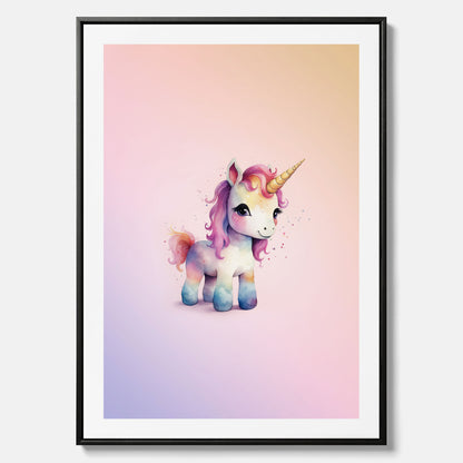 Enhörning Barnposter – Canvas till barnrummet, barn poster, lekfull poster