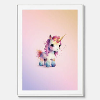 Enhörning Barnposter – Canvas till barnrummet, barn poster, lekfull poster