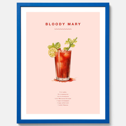 Bloody Mary Tavla – Affisch med drink, drinkposter med cocktail, Bloody Mary recept poster