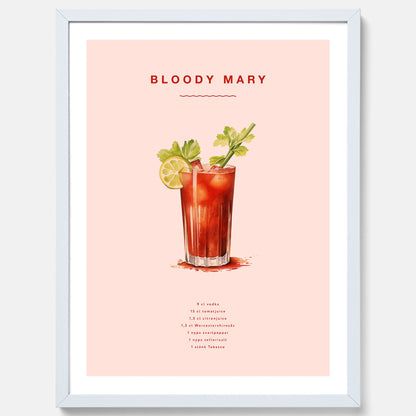 Bloody Mary Tavla – Affisch med drink, drinkposter med cocktail, Bloody Mary recept poster
