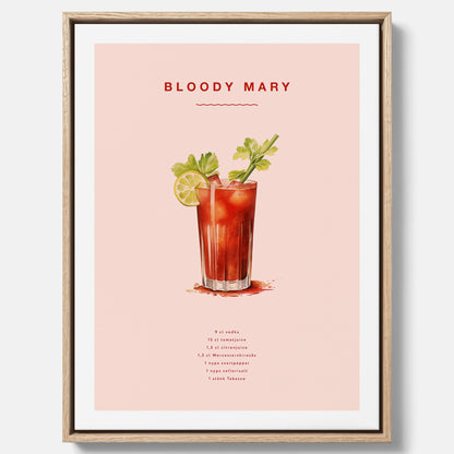Bloody Mary canvastavla – Affisch med drink, drinkposter med cocktail, Bloody Mary recept poster