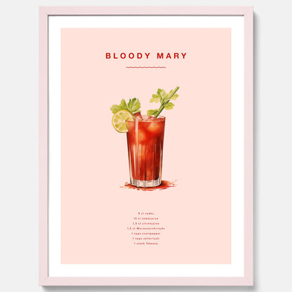 Bloody Mary Tavla – Affisch med drink, drinkposter med cocktail, Bloody Mary recept poster