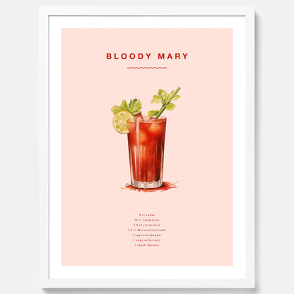 Bloody Mary Tavla – Affisch med drink, drinkposter med cocktail, Bloody Mary recept poster