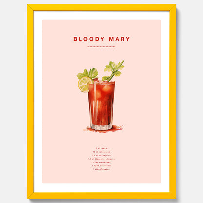 Bloody Mary Tavla – Affisch med drink, drinkposter med cocktail, Bloody Mary recept poster