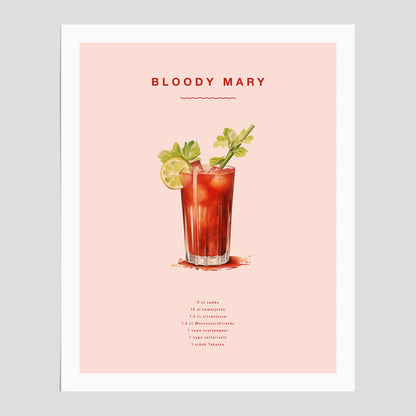 Bloody Mary poster – Affisch med drink, drinkposter med cocktail, Bloody Mary recept poster