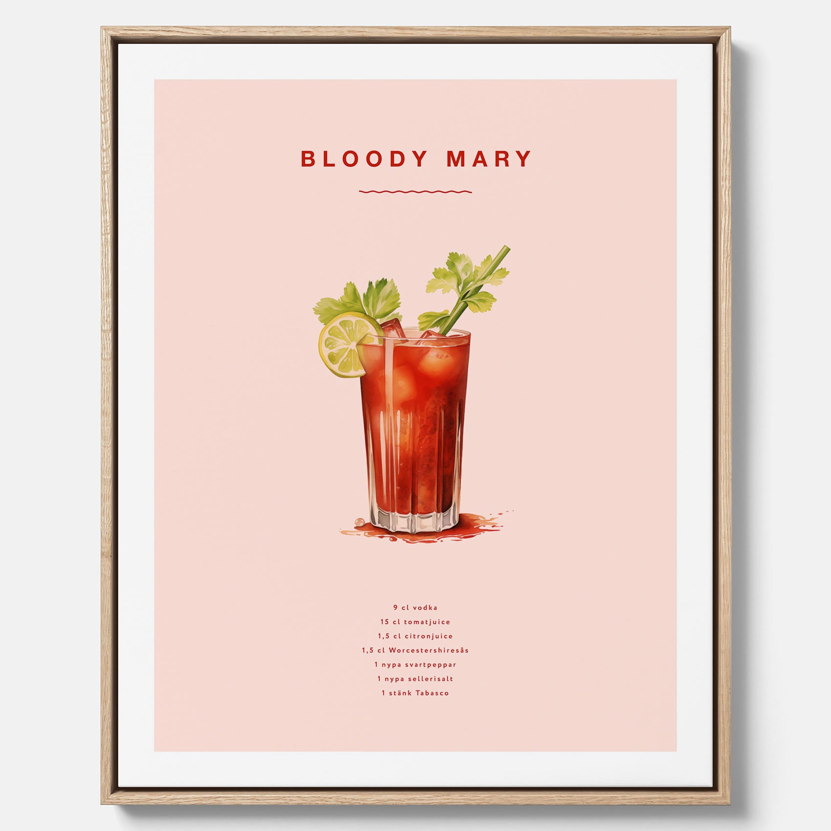 Bloody Mary canvastavla – Affisch med drink, drinkposter med cocktail, Bloody Mary recept poster