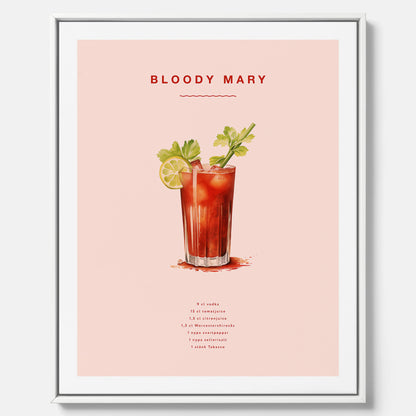 Bloody Mary canvastavla – Affisch med drink, drinkposter med cocktail, Bloody Mary recept poster