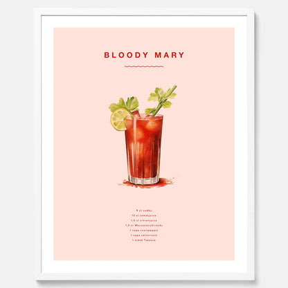 Bloody Mary Tavla – Affisch med drink, drinkposter med cocktail, Bloody Mary recept poster