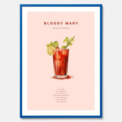 Bloody Mary Tavla – Affisch med drink, drinkposter med cocktail, Bloody Mary recept poster