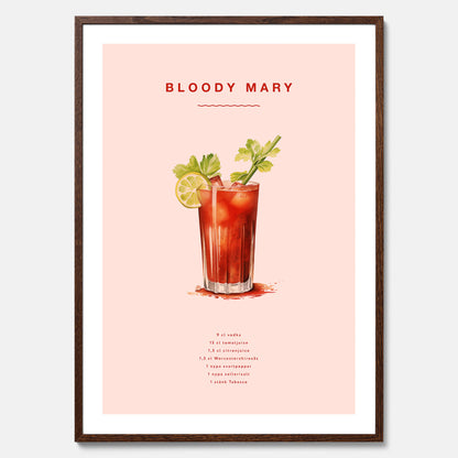 Bloody Mary Tavla – Affisch med drink, drinkposter med cocktail, Bloody Mary recept poster